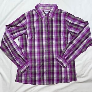 Columbia Meadowgate Long Sleeve multi Purple Plaid Shirt. Sz Large